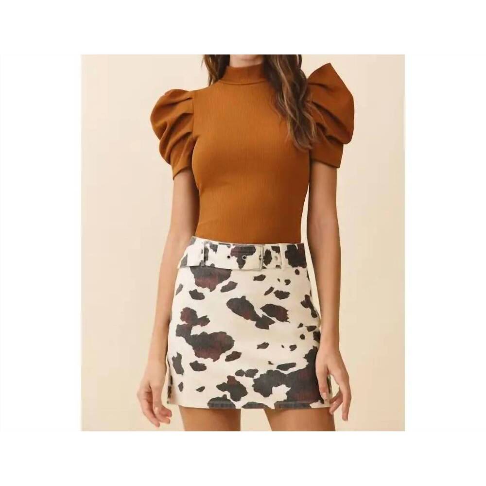 NEW TCEC short sleeve puff bodysuit in camel